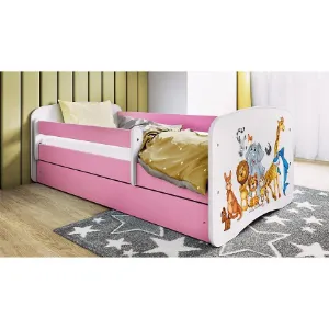 Obrazek Łóżko dziecięce Babydreams+SZ+M różowy 80x180 zwierzęta