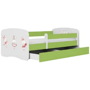 Obrazek Łóżko dziecięce Babydreams+SZ+M zielony 70x140 tańczące króliczki