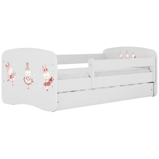 Obrazek Łóżko dziecięce Babydreams+SZ+M biały 80x160 tańczące króliczki