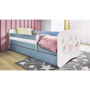 Obrazek Łóżko dziecięce Babydreams+SZ+M niebieski 80x160 tańczące króliczki