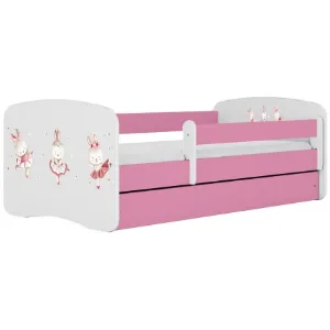 Obrazek Łóżko dziecięce Babydreams+SZ+M różowy 80x160 tańczące króliczki