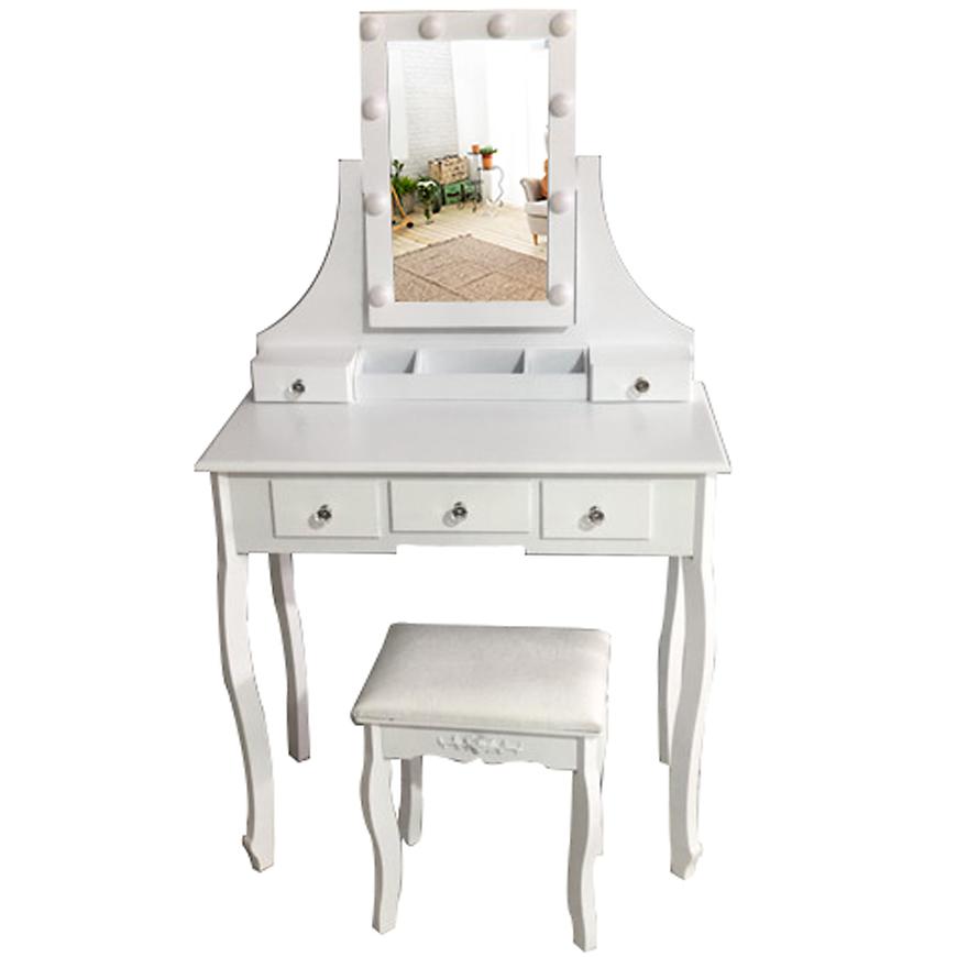 Toaletka z taboretem Sylvia 9511 biała