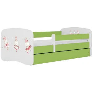 Obrazek Łóżko dziecięce Babydreams+SZ+M zielony 80x160 tańczące króliczki
