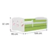 Obrazek Łóżko dziecięce Babydreams+SZ+M zielony 80x160 tańczące króliczki