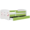 Obrazek Łóżko dziecięce Babydreams+SZ+M zielony 80x160 tańczące króliczki