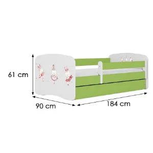 Obrazek Łóżko dziecięce Babydreams+SZ+M zielony 80x180 tańczące króliczki