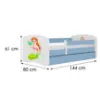 Obrazek Łóżko dziecięce Babydreams+SZ+M niebieski 70x140 syrenka
