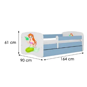 Obrazek Łóżko dziecięce Babydreams+SZ+M niebieski 80x160 syrenka