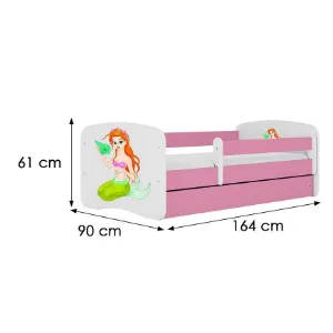 Obrazek Łóżko dziecięce Babydreams+SZ+M różowy 80x160 syrenka