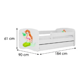 Obrazek Łóżko dziecięce Babydreams+SZ+M biały 80x180 syrenka