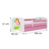 Obrazek Łóżko dziecięce Babydreams+SZ+M różowy 80x180 syrenka