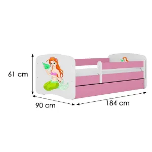 Obrazek Łóżko dziecięce Babydreams+SZ+M różowy 80x180 syrenka