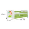 Obrazek Łóżko dziecięce Babydreams+SZ+M zielony 80x180 syrenka
