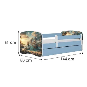 Obrazek Łóżko dziecięce Babydreams+SZ+M niebieski 70x140 statek