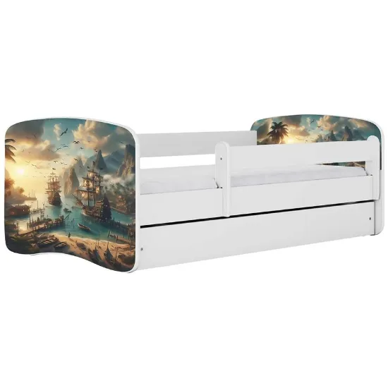 Obrazek Łóżko dziecięce Babydreams+SZ+M biały 80x160 statek