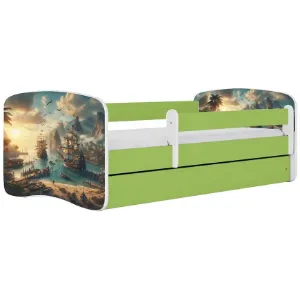 Obrazek Łóżko dziecięce Babydreams+SZ+M zielony 80x160 statek