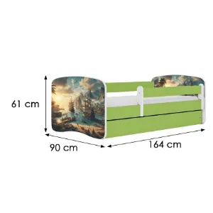 Obrazek Łóżko dziecięce Babydreams+SZ+M zielony 80x160 statek