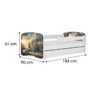 Obrazek Łóżko dziecięce Babydreams+SZ+M biały 80x180 statek