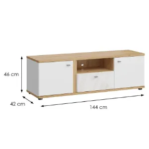 Obrazek Szafka RTV Avila 2D1S AILF01 biały/dąb artisan