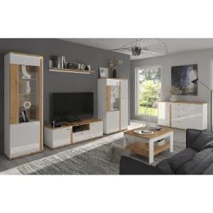 Obrazek Szafka RTV Avila 2D1S AILF01 biały/dąb artisan