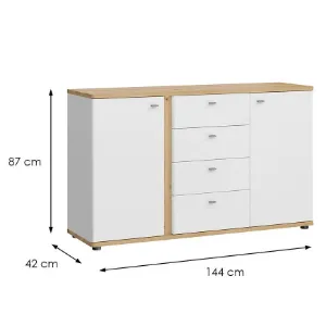 Obrazek Komoda Avila 2D4S AILK01 biały/dąb artisan