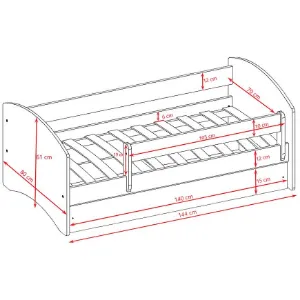 Obrazek Łóżko dziecięce Babydreams+SZ+M biały 70x140 balonik