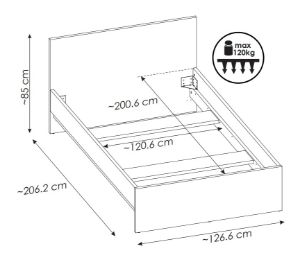 Obrazek Łóżko Fribo 120x200 cm FRIZ02 dąb ribbeck złoty