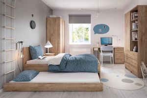 Obrazek Bieliźniarka jednodrzwiowa z szufladami Fribo FRIS01 dąb ribbeck złoty