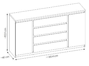 Obrazek Komoda dwudrzwiowa z szufladami Fribo FRIK02 dąb ribbeck złoty