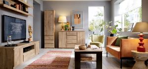 Obrazek Komoda jednodrzwiowa z szufladami Fribo FRIK01 dąb ribbeck złoty