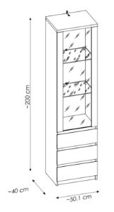 Obrazek Witryna jednodrzwiowa z szufladami Fribo FRIV01 dąb ribbeck złoty