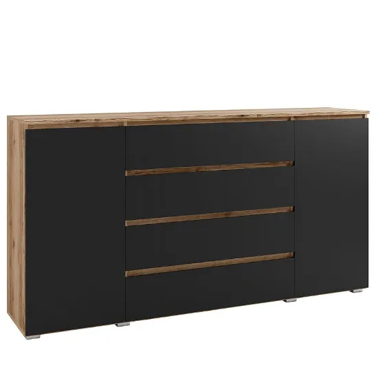 Obrazek Komoda Cosmo C06 Dąb Delano Ciemny / Czarny