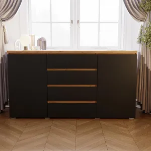 Obrazek Komoda Cosmo C06 Dąb Delano Ciemny / Czarny