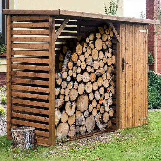 Obrazek Drewutnia z szafą Bergen 250x95x190 cm brąz