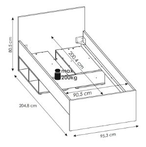 Obrazek Łóżko 90x200 cm Nubi NUBZ04