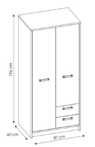 Obrazek Szafa dwudrzwiowa z szufladami Nubi 2D2S NUBS01