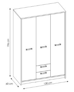 Obrazek Szafa trzydrzwiowa z szufladami Nubi 3D2S NUBS02