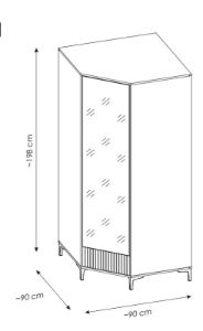 Obrazek Szafa narożna z lustrem Ricko 2D2S RIKS02