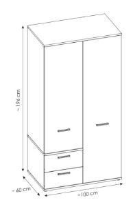Obrazek Szafa dwudrzwiowa z szufladami Twenty 2D2S TWES02