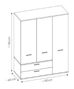 Obrazek Szafa trzydrzwiowa z szufladami Twenty 3D2S TWES03