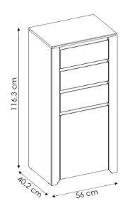 Obrazek Komoda jednodrzwiowa z szufladami Angel 1D3S Typ 35