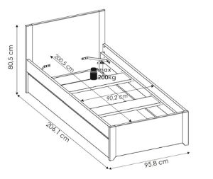 Obrazek Łóżko Angel 90x200 cm Typ 90