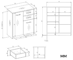 Obrazek Komoda Polis 2D2S antracyt/dąb artisan