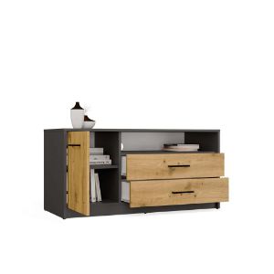 Obrazek Szafka RTV Polis 1D2S antracyt/dąb artisan