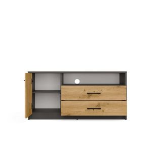 Obrazek Szafka RTV Polis 1D2S antracyt/dąb artisan