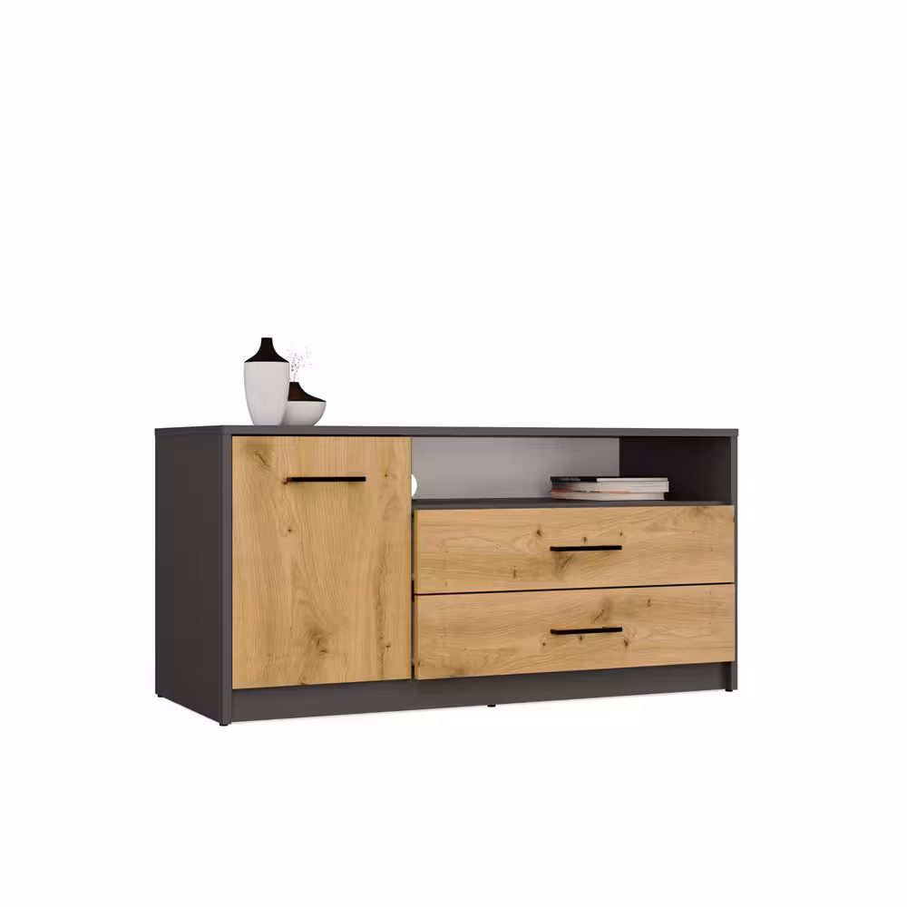 Szafka RTV Polis 1D2S antracyt/dąb artisan