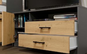 Obrazek Szafka RTV Polis 1D2S antracyt/dąb artisan