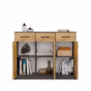 Obrazek Komoda Polis 3D3S antracyt/dąb artisan