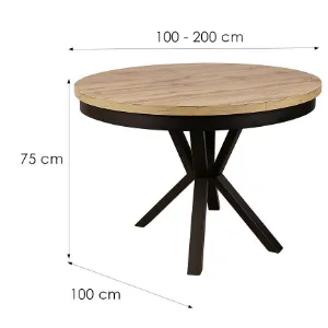 Obrazek Stół St-42 100+2x50 Dąb Wotan/Czarny -Noga Metalowa