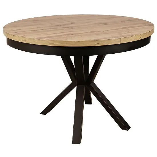 Obrazek Stół St-42 110+2x50 Dąb Wotan/Czarny -Noga Metalowa